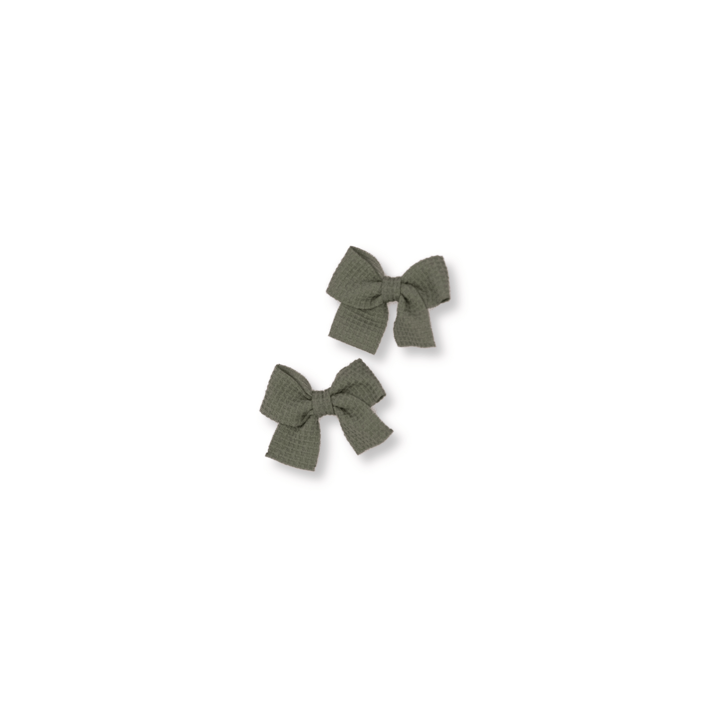 Baby & Toddler Piggy Bows | Set of 2 | Clip in Hairbow | Mini Bow | Army Green | FINAL SALE