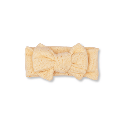 Baby Head Wrap | Large Bow | Sweater Knit | Size 3-12m+ | Pastel Yellow | hwb4