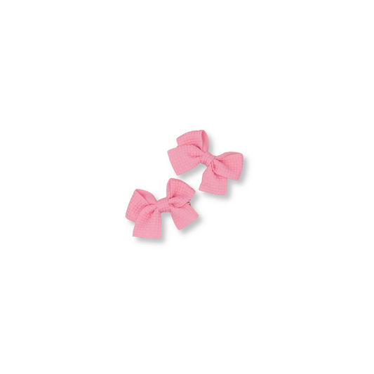 Baby & Toddler Piggy Bows | Set of 2 | Clip in Hairbow | Mini Bow | Bubblegum Pink | ssclip