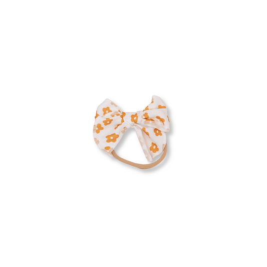 Baby Headband | Small Bow | 0-24m | Yellow Flowers | FINAL SALE