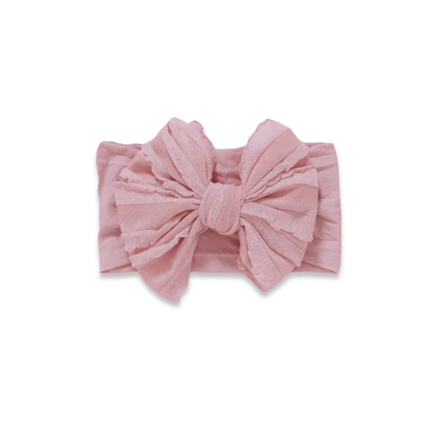 Baby Head Wrap | Large Bow | Ruffle | Rose Pink | hwb3