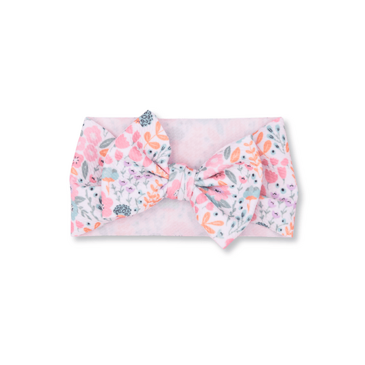 Baby Head Wrap | Handmade Bow | Large Bow | Sizes 0-12m+ | Spring Floral | hwb5