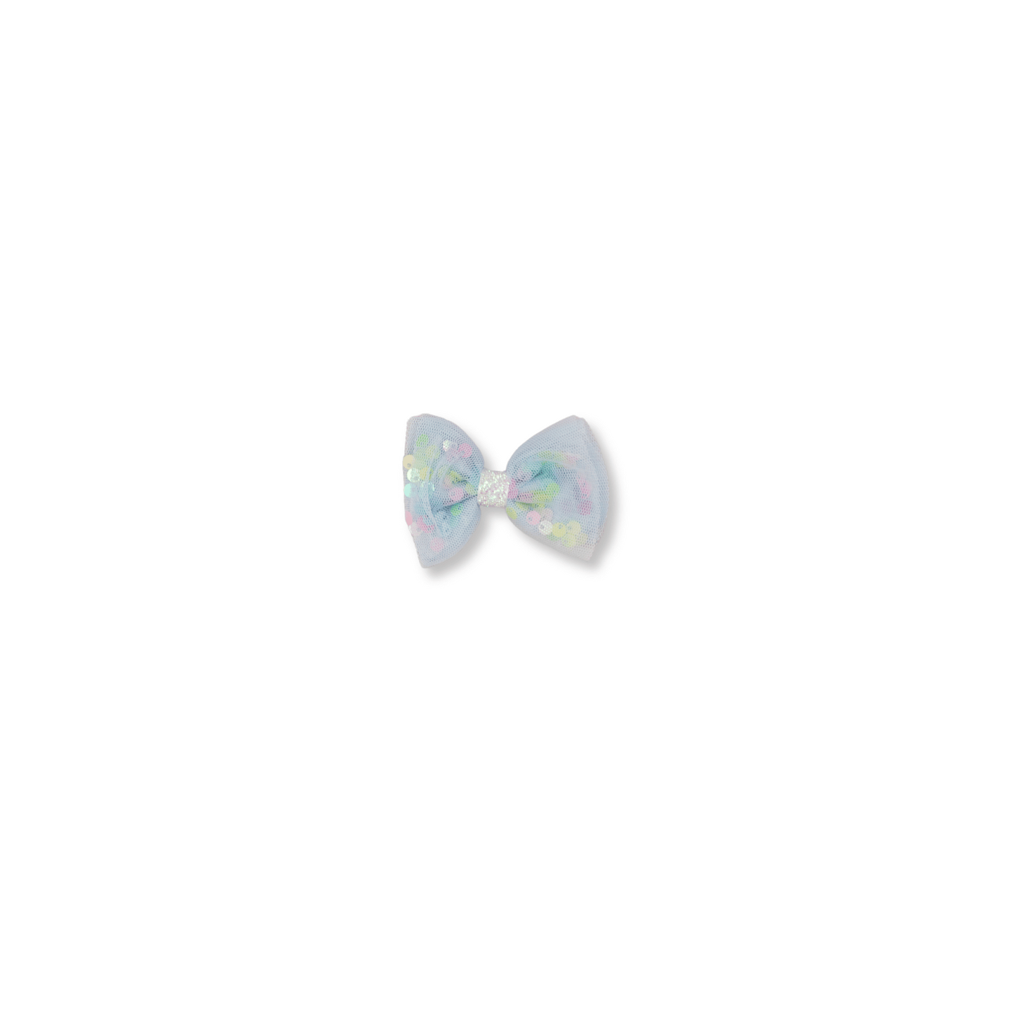 Baby & Toddler Bow | Clip in Hairbow | Tulle & Sequins | Small Bow | Light Blue | ssclip