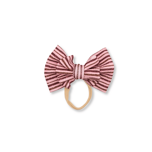 Baby Headband | Handmade | Large Double Bow | Christmas | Cinnamon Stripes | FINAL SALE