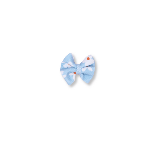 Baby & Toddler Bow | Clip in Hairbow | Handmade Bullet Bow | Small Bow | Blue Daisies | FINAL SALE