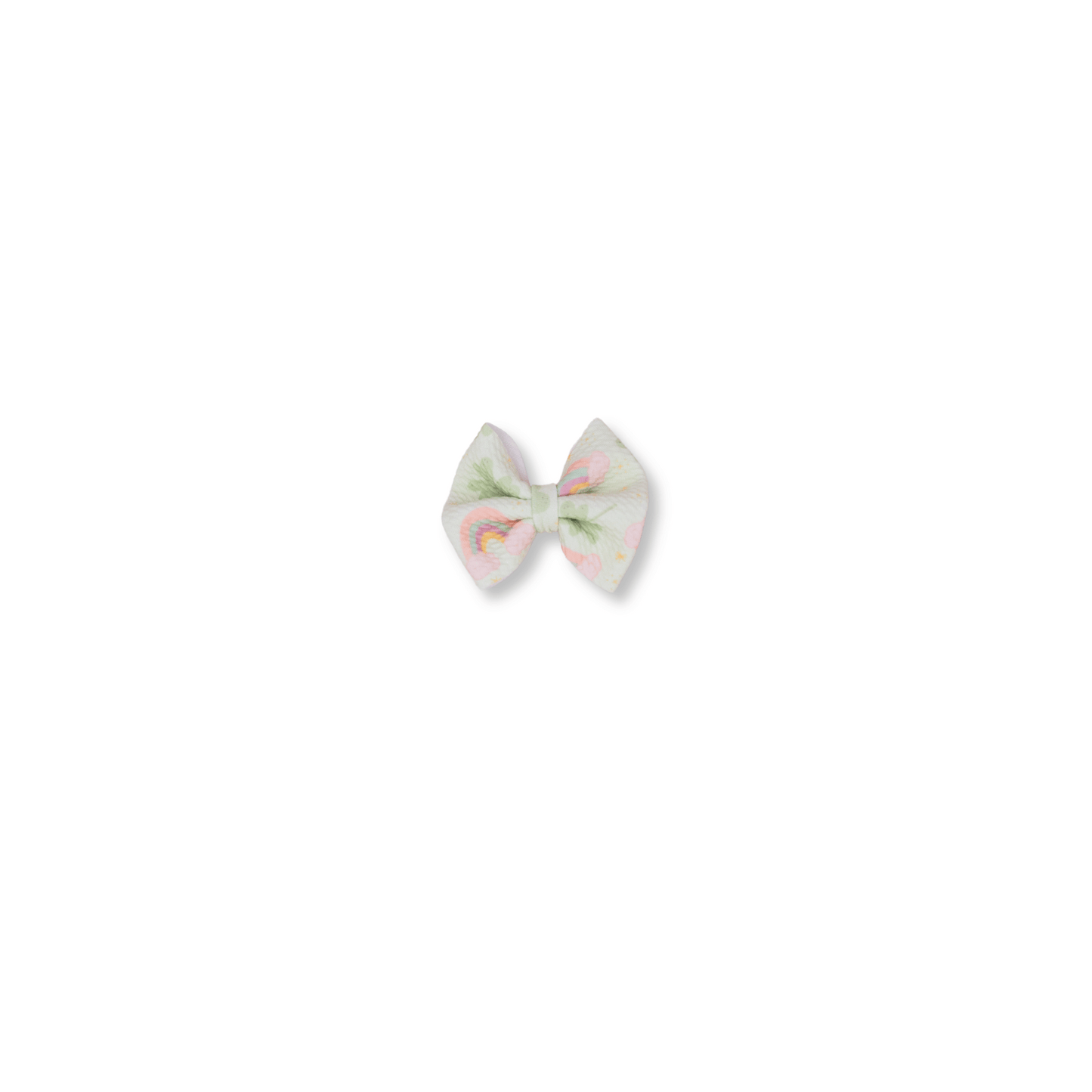 Baby & Toddler Bow | Clip in Hairbow | Handmade Bullet Bow | Small Bow | Clovers & Rainbows | FINAL SALE