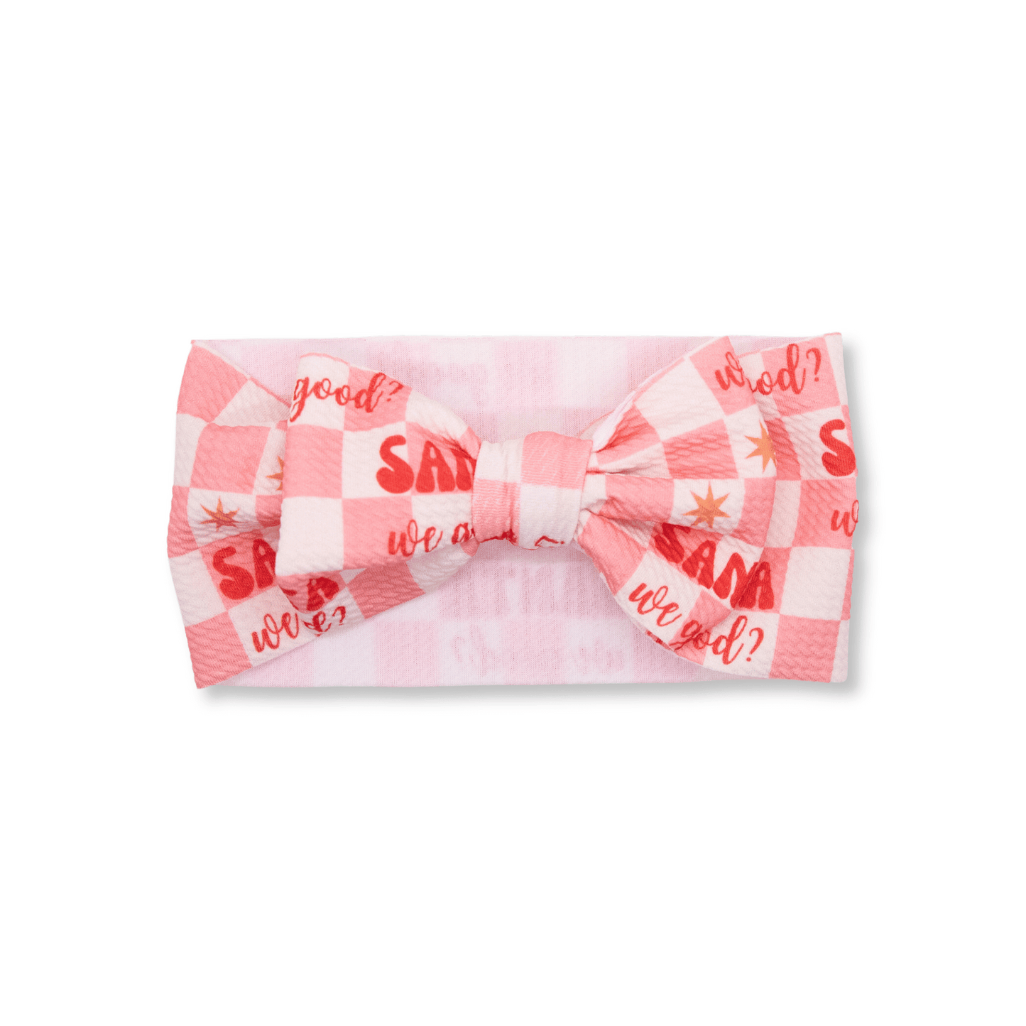 Baby Head Wrap | Handmade Bow | Christmas | Santa, We Good? | FINAL SALE