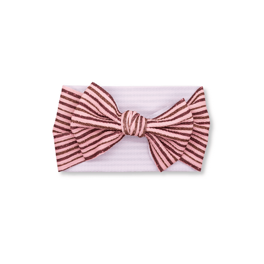 Baby Head Wrap | Handmade Bow | Christmas | Cinnamon Stripes | FINAL SALE | chsb