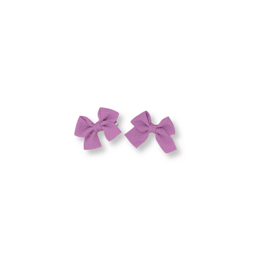 Baby & Toddler Piggy Bows | Set of 2 | Clip in Hairbow | Mini Bow | Purple | FINAL SALE