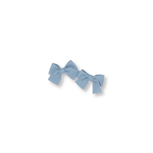 Baby & Toddler Piggy Bows | Set of 2 | Clip in Hairbow | Mini Bow | Blue | ssclip