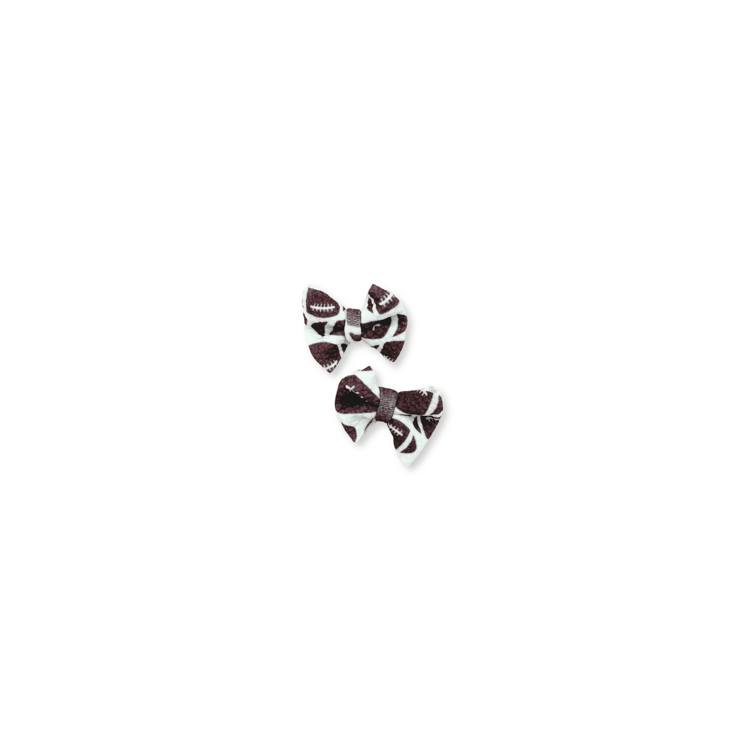 Football Bows | Set of 2 | Handmade | Clip in Hairbow | Mini Bows | Brown Footballs