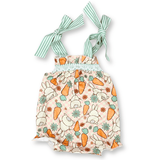 Easter Romper | Sizes 0-3m to 12-18m | Bunny Tails | FINAL SALE