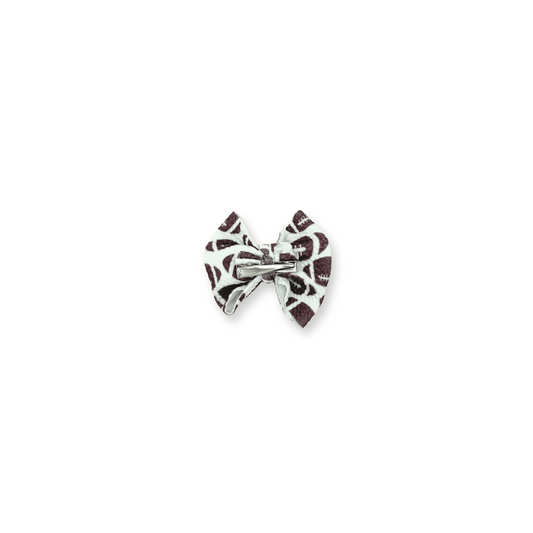 Football Bow | Clip in Hairbow | Handmade | Small Bow | Brown Footballs