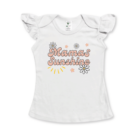 Toddler Ruffle T-shirt | Short Sleeves | Sizes 2T to 5T | White | Mama's Sunshine