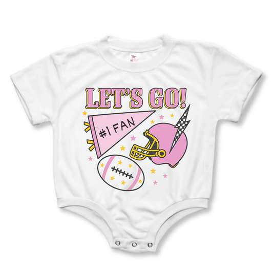 Baby & Toddler Romper | Football | Short Sleeves | Sizes 3-6m up to 12-18m | Let's Go!