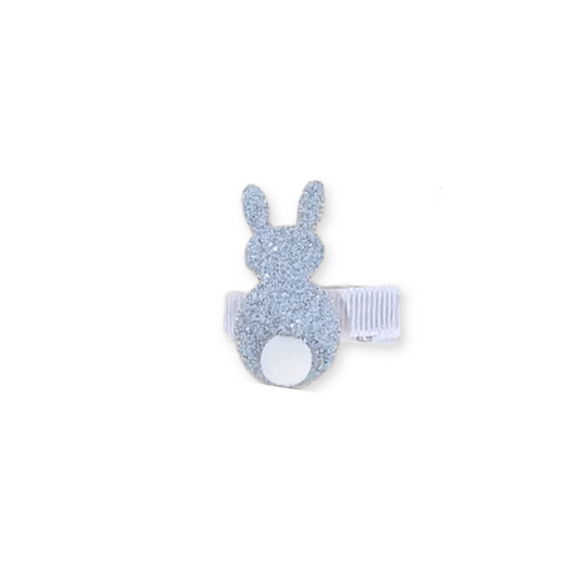 Baby & Toddler Bow | Clip in Hairbow | Blue Glitter Bunny | FINAL SALE
