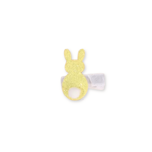 Baby & Toddler Bow | Clip in Hairbow | Yellow Glitter Bunny | FINAL SALE