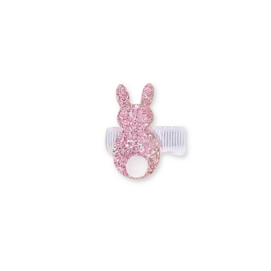 Baby & Toddler Bow | Clip in Hairbow | Pink Glitter Bunny | FINAL SALE
