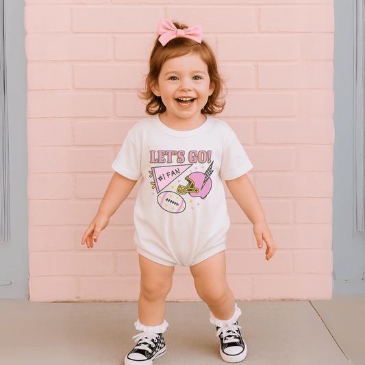 Baby & Toddler Romper | Football | Short Sleeves | Sizes 3-6m up to 12-18m | Let's Go!