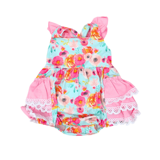 Summer Romper | Sizes 3-6m to 12-18m | Floral Ruffles