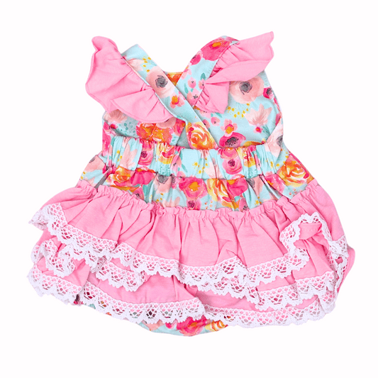 Summer Romper | Sizes 3-6m to 12-18m | Floral Ruffles
