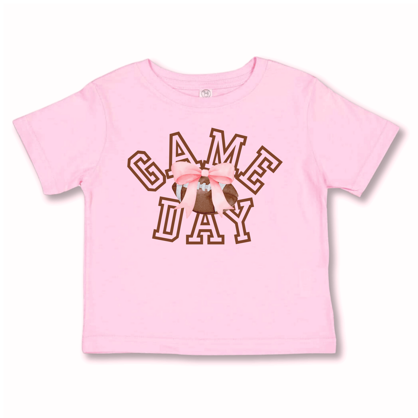 Football Toddler T-shirt | Sizes 2T to 5T | Pink | Game Day Bow