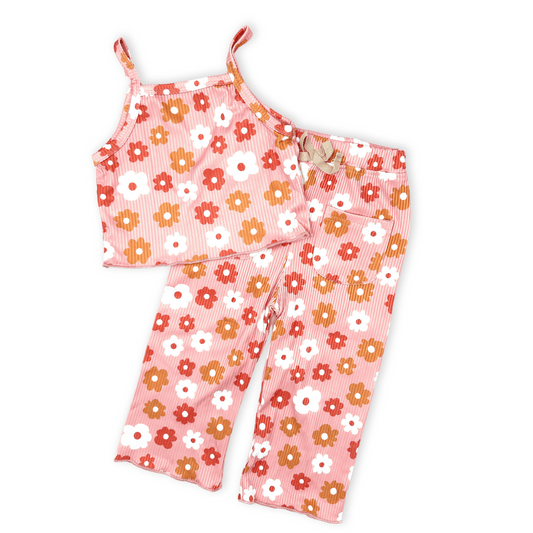 Summer Two-Piece Set | 3T to 4T | Runs Small Size Up| Pink Flowers