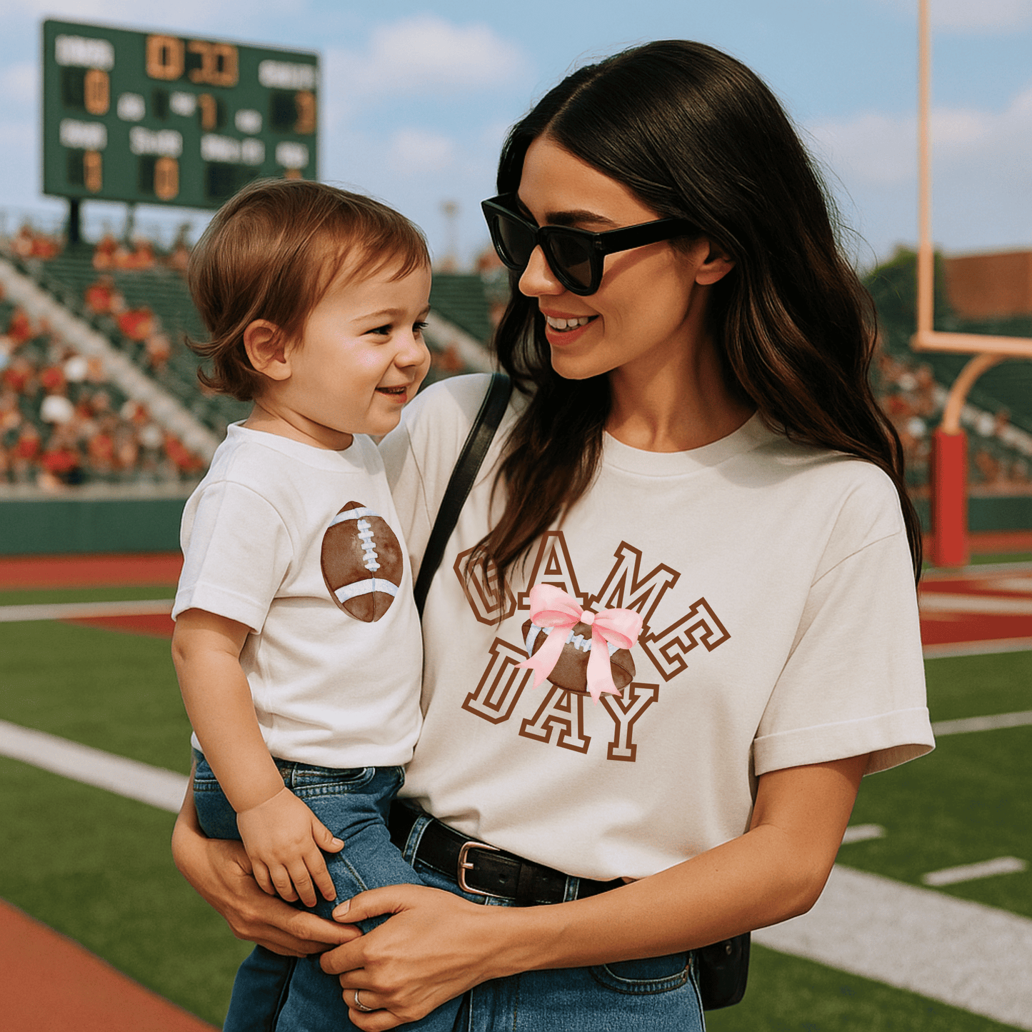 Football Women's Boxy Tee | Team Colors | Game Day Bow