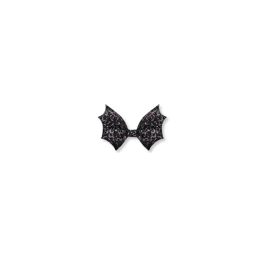 Halloween Bow | Clip in Hairbow | Small Bow | Purple & Black Sparkly Bat