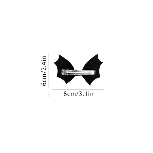 Halloween Bow | Clip in Hairbow | Small Bow | Sparkly Bat w/Leather