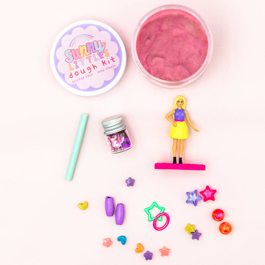 Barbie Play Dough Kit | Sensory Bin Activity | Gluten Free | Non-Toxic | Blonde or Brunette | 6oz Jar