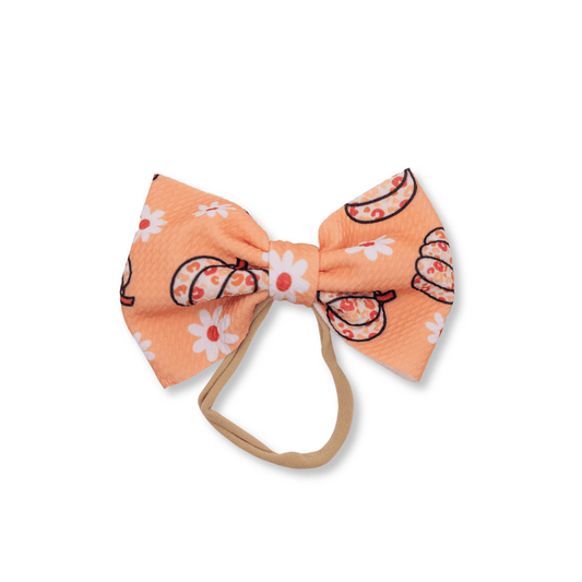 Baby Headband | Big Bow | Cheetah Pumpkins