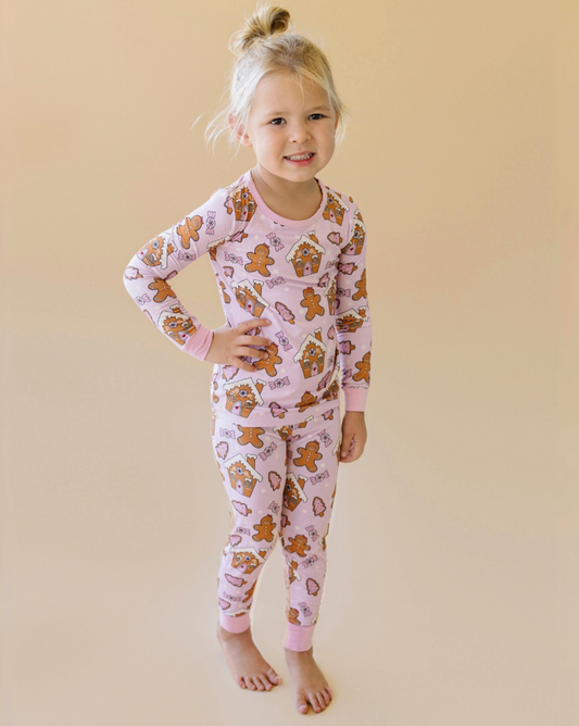 Toddler Bamboo Pajamas Two-piece | Christmas | Sizes 2T to 5T | Gingerbread Girlies | FINAL SALE
