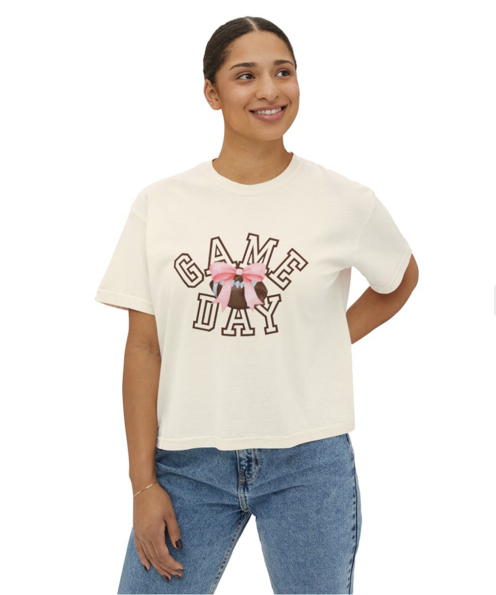 Football Women's Boxy Tee | Team Colors | Game Day Bow