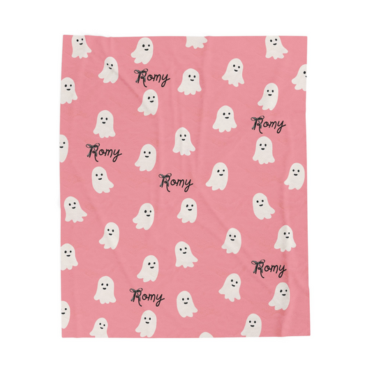 Halloween Personalized Velveteen Plush Blanket | Ghosties