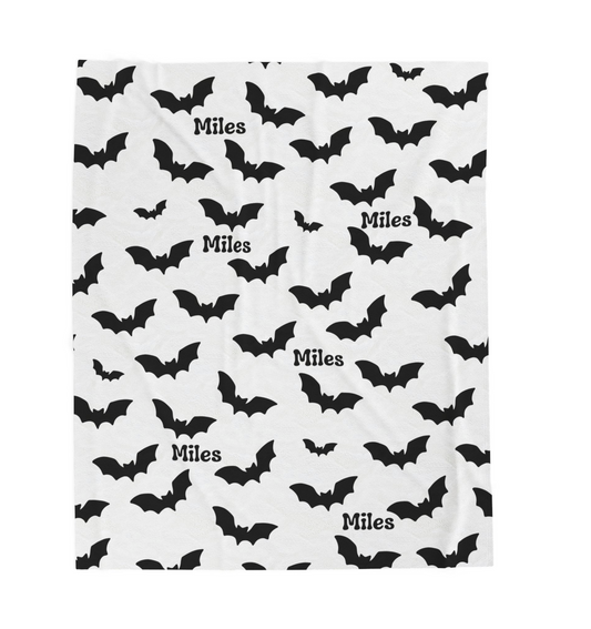 Halloween Personalized Velveteen Plush Blanket | Bats